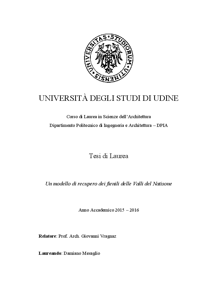 Anteprima della tesi: Un modello di recupero dei fienili delle Valli del Natisone, Pagina 1