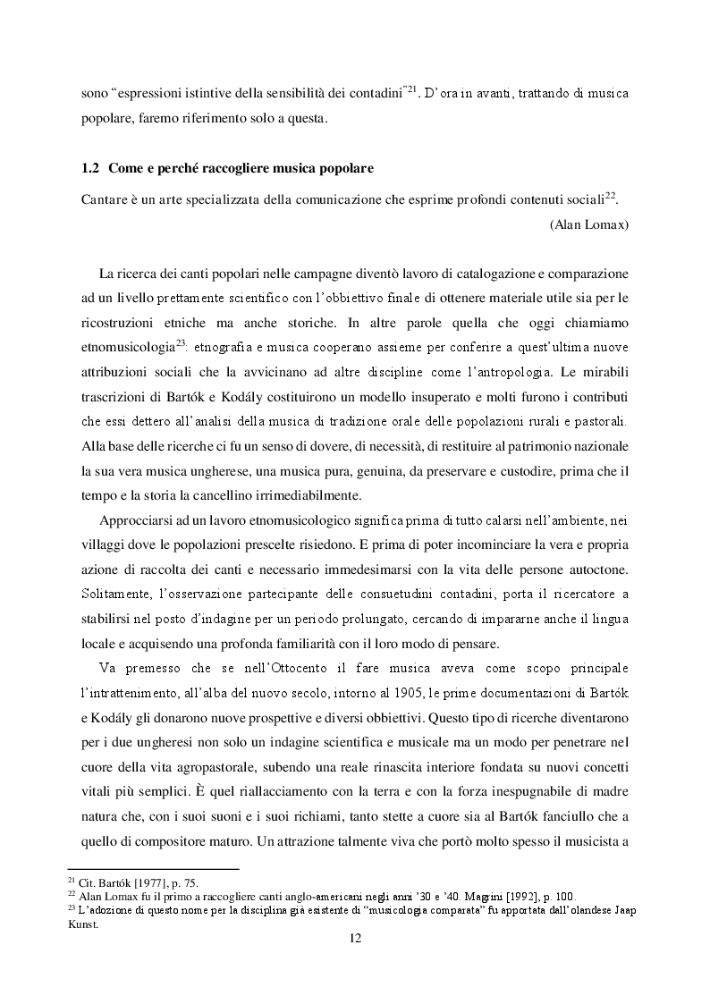Estratto dalla tesi: Nelle campagne ungheresi: lo studio sulla musica popolare di Béla Bartók e Zoltan Kodály