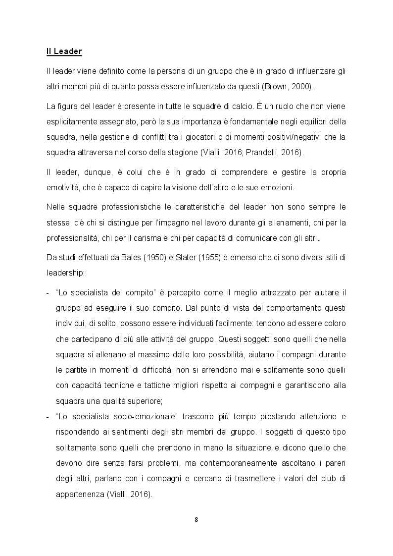 Estratto dalla tesi: Psicologia di gruppo: ''La squadra di calcio''