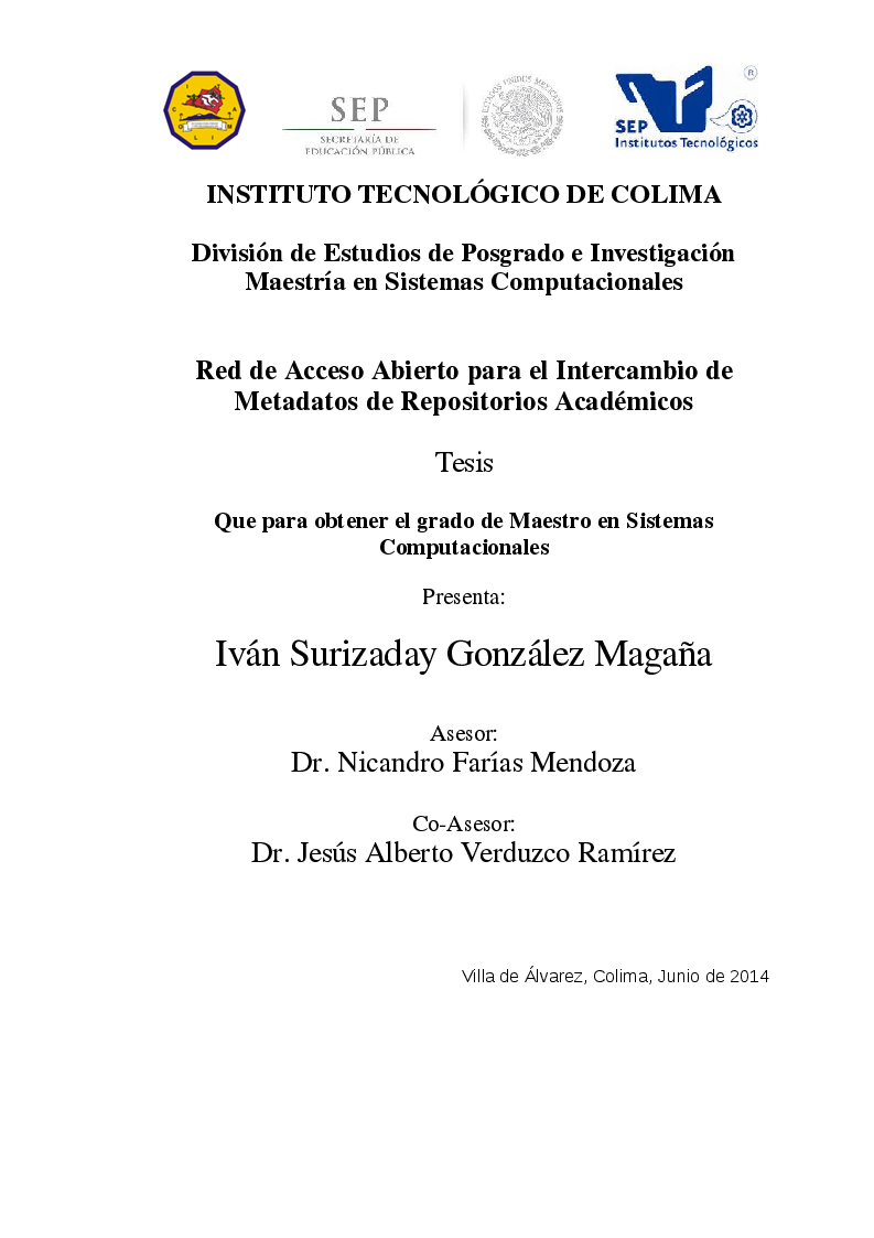 Anteprima della tesi: Red de Acceso Abierto para el Intercambio de Metadatos de Repositorios Académicos, Pagina 1