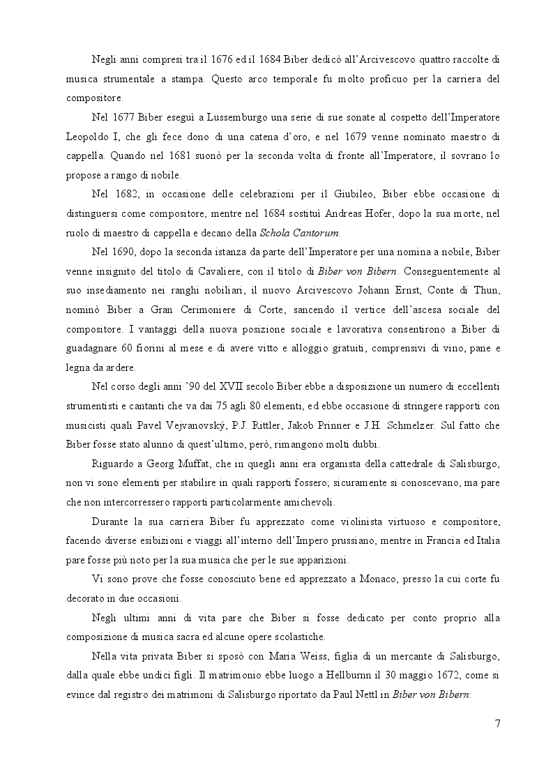 Anteprima della tesi: Heinrich Ignaz Franz Biber von Bibern e le sue Sonate del Rosario, Pagina 6