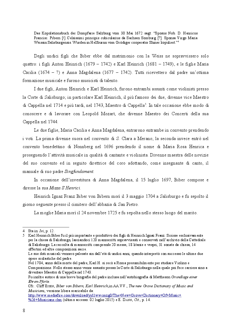 Anteprima della tesi: Heinrich Ignaz Franz Biber von Bibern e le sue Sonate del Rosario, Pagina 7