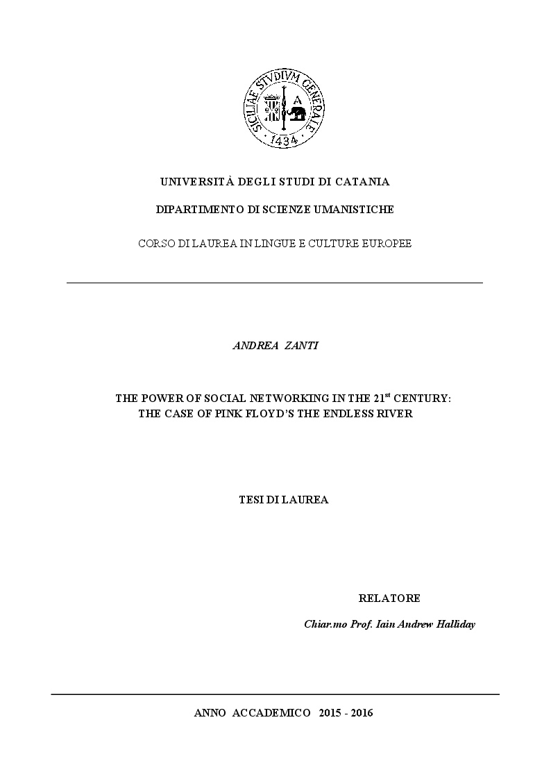 Anteprima della tesi: The Power of Social Networking in the 21st Century: The Case of Pink Floyd's The Endless River, Pagina 1