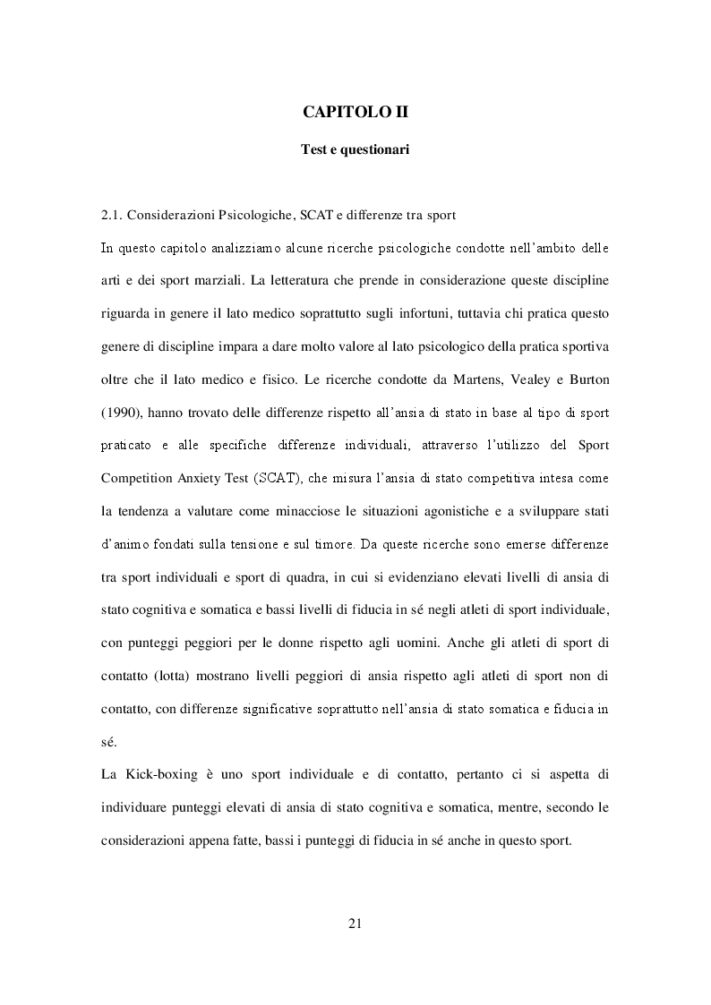Estratto dalla tesi: Validazione del CBA-Sport 2.0 nella Kick-boxing
