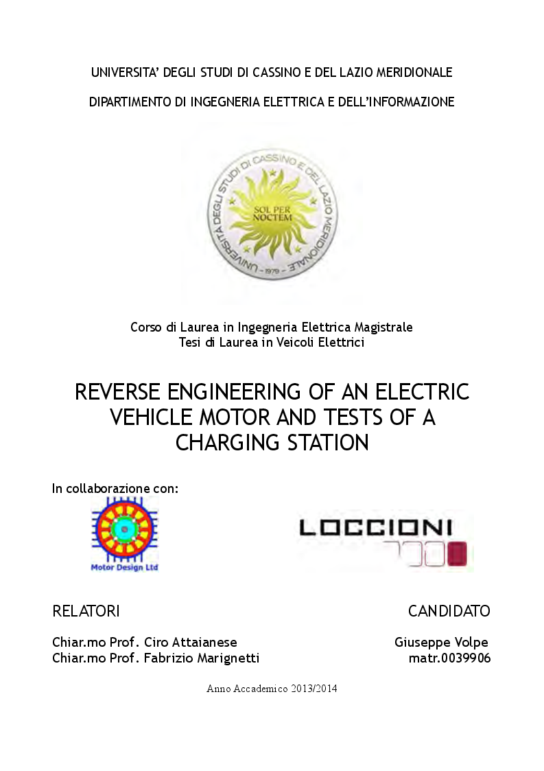 Anteprima della tesi: Reverse Engineering of an Electric Vehicle Motor and Tests of a Charging Station, Pagina 1