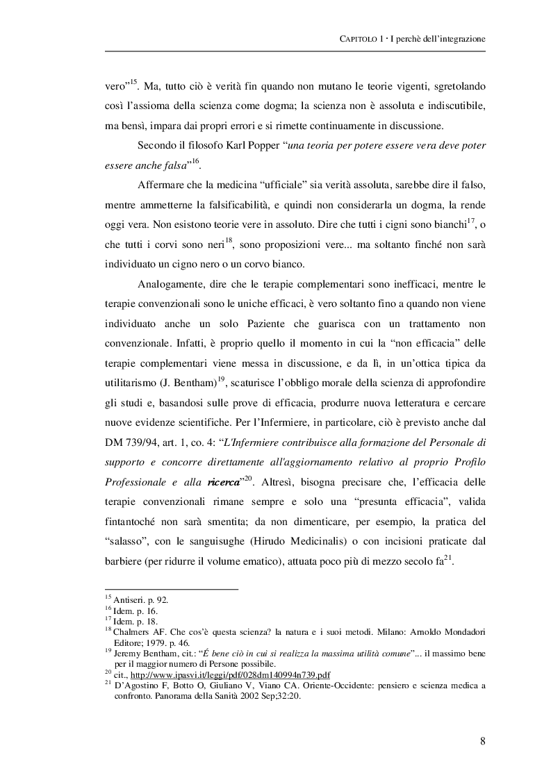 Estratto dalla tesi: Le terapie complementari e il nursing oggi: esiste una relazione positiva tra il loro uso e la loro efficacia? - Un'analisi esplorativa e la prospettiva di uno Studente Infermiere