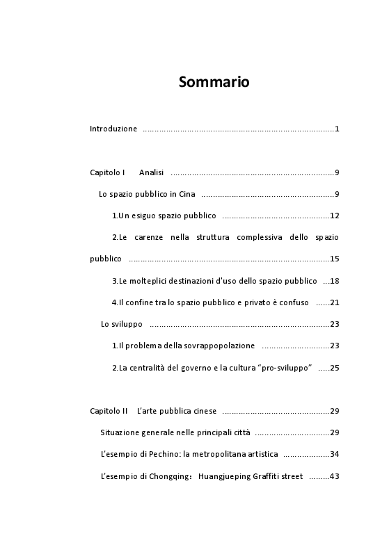 Indice della tesi: L'arte pubblica in Cina, Pagina 1
