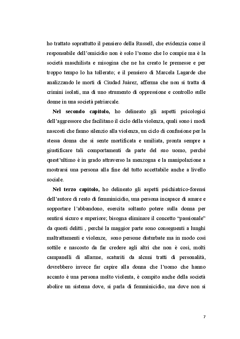 Anteprima della tesi: La perizia psichiatrica nell'autore di femminicidio, Pagina 5