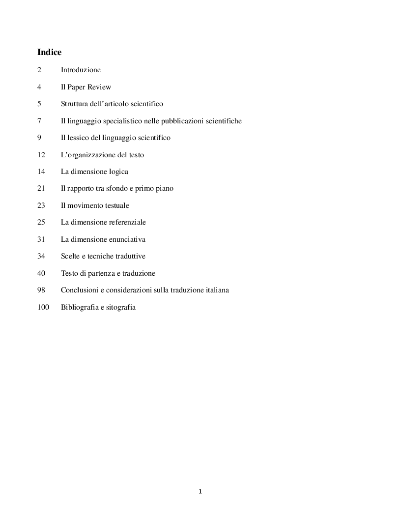 Indice della tesi: Traduzione e analisi di "The p53 Protein", Pagina 1