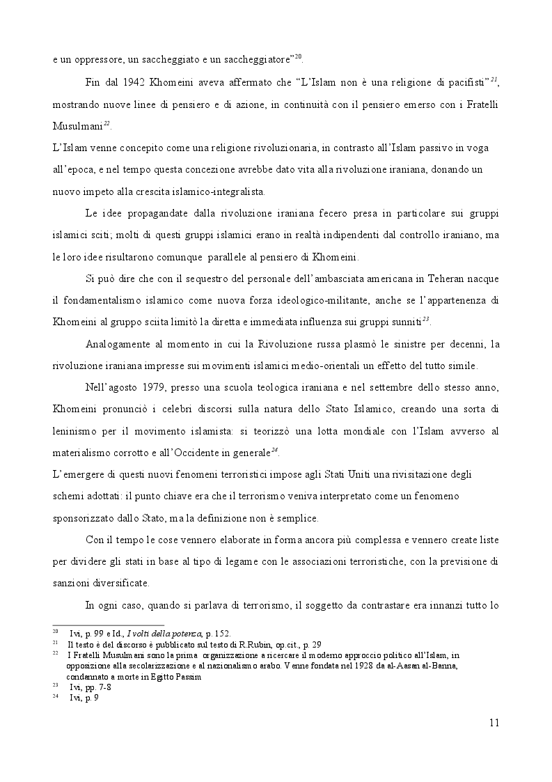 Estratto dalla tesi: L'Amministrazione Clinton e il terrorismo di matrice islamica