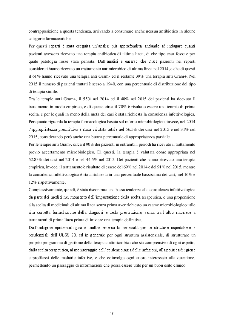 Anteprima della tesi: La gestione della terapia antibiotica nell'ULSS 20 di Verona: valutazione dell'appropriatezza prescrittiva e proposta di un nuovo modello razionale e multidisciplinare di gestione., Pagina 3