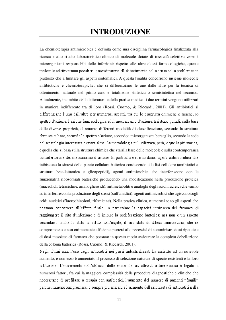 Anteprima della tesi: La gestione della terapia antibiotica nell'ULSS 20 di Verona: valutazione dell'appropriatezza prescrittiva e proposta di un nuovo modello razionale e multidisciplinare di gestione., Pagina 4