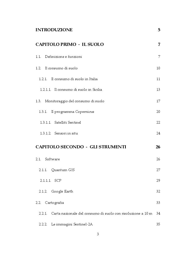 Indice della tesi: Classificazione semi-automatica del consumo di suolo nella Provincia di Trapani, Pagina 1