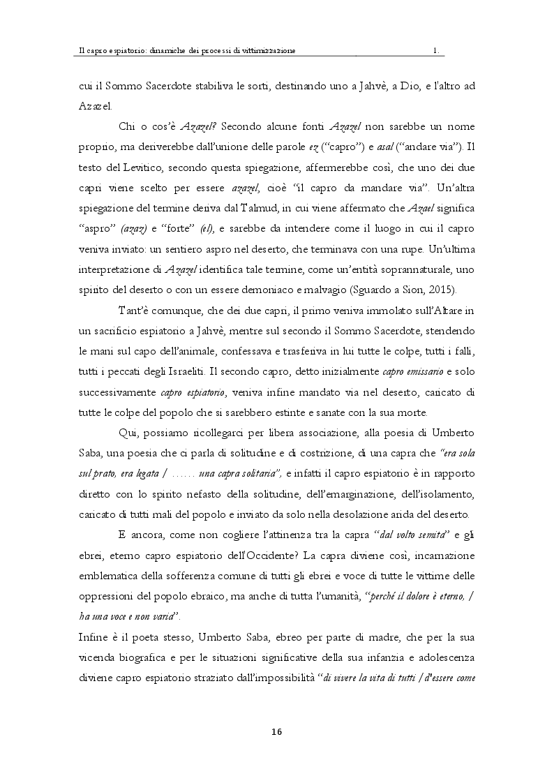 Estratto dalla tesi: Il capro espiatorio: dinamiche dei processi di vittimizzazione