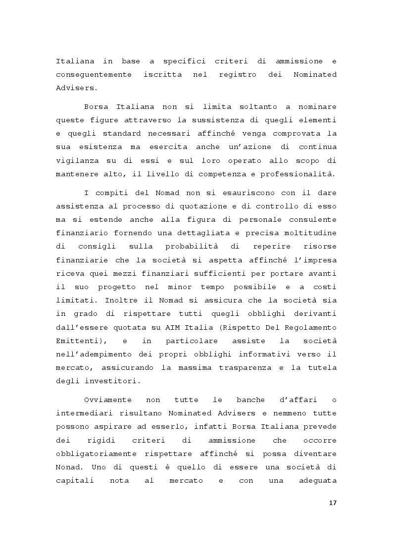 Estratto dalla tesi: Il Mercato AIM Italia