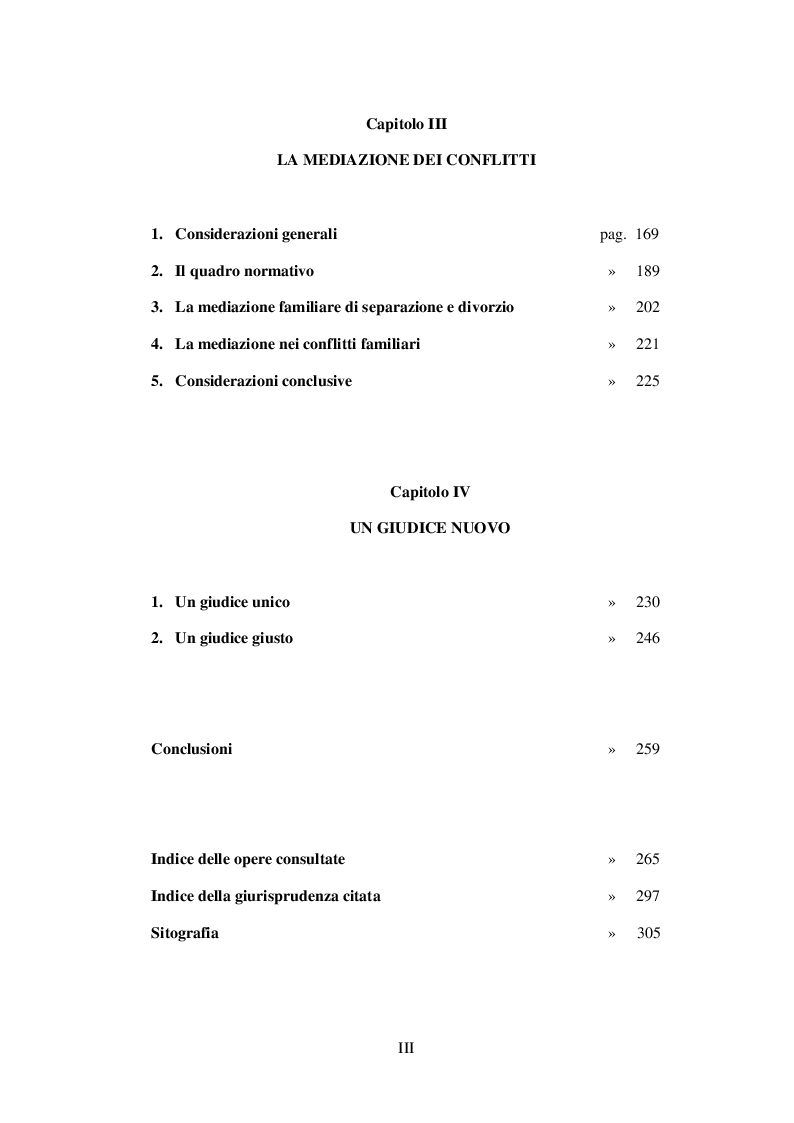Indice della tesi: Conflitti familiari e giustizia civile, Pagina 3
