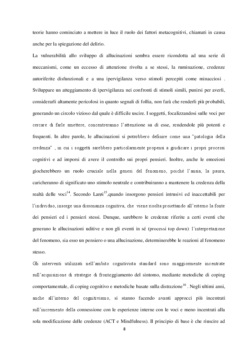 Estratto dalla tesi: Le Allucinazioni Uditive: aspetti teorici e l'esperienza di un gruppo di auto mutuo aiuto in un CSM Romano