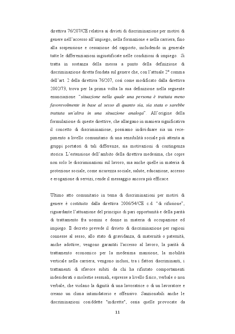 Estratto dalla tesi: Le discriminazioni di genere nel rapporto di lavoro