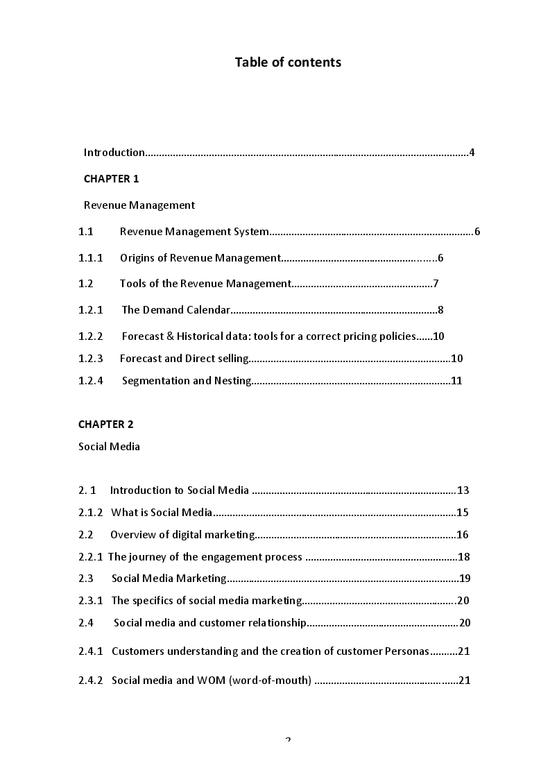 Indice della tesi: Social Media Data and Revenue Management. How their interaction can provide benefits to the Hotel Industry, Pagina 1