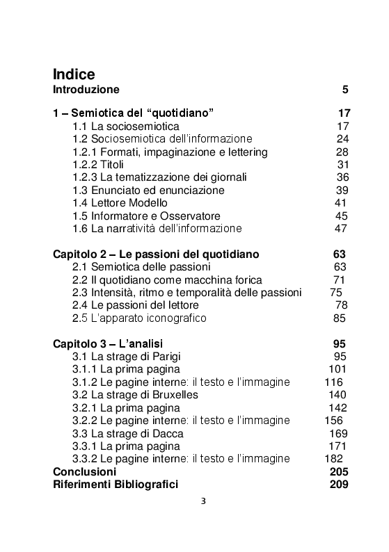 Indice della tesi: Le stragi di Parigi, Bruxelles e Dacca. Un'analisi semiotica, Pagina 1