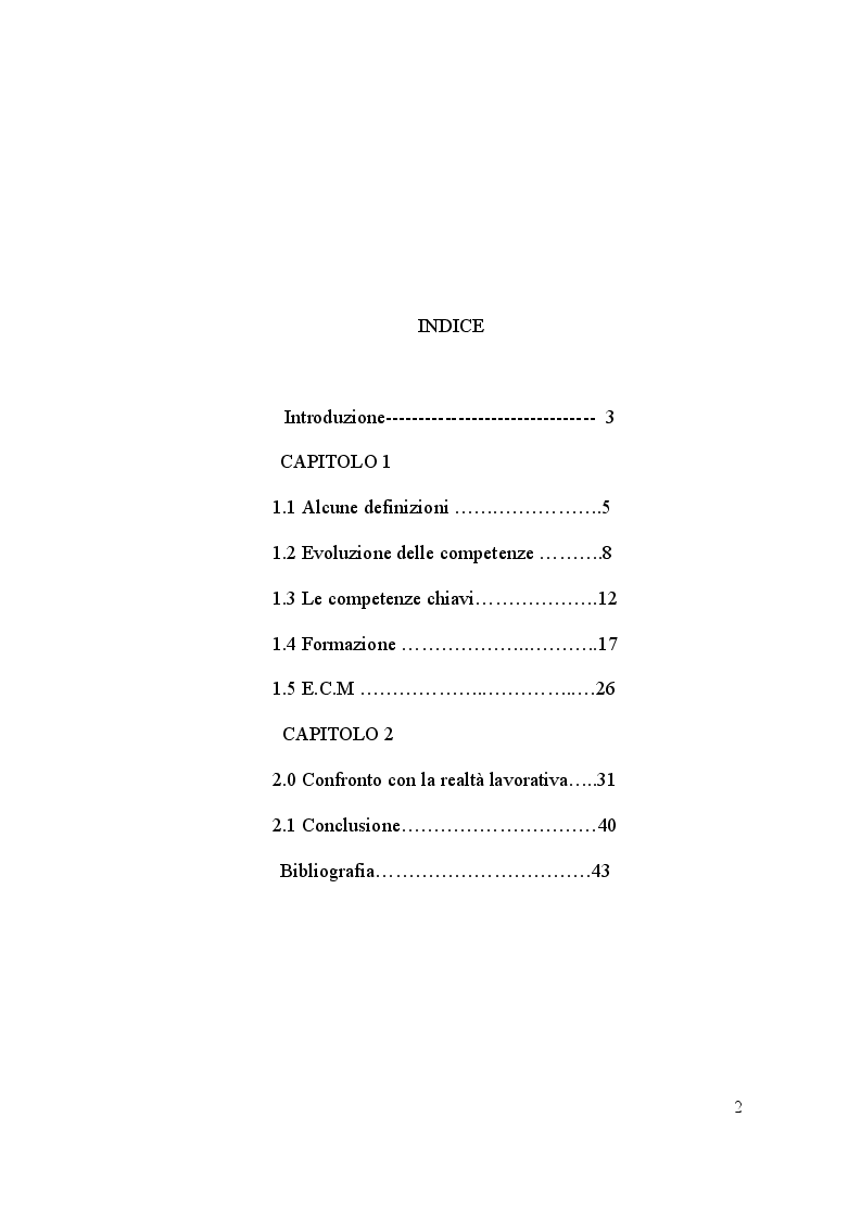Indice della tesi: Il novizio: tra ricerca di competenza e formazione e il ruolo del coordinatore, Pagina 1