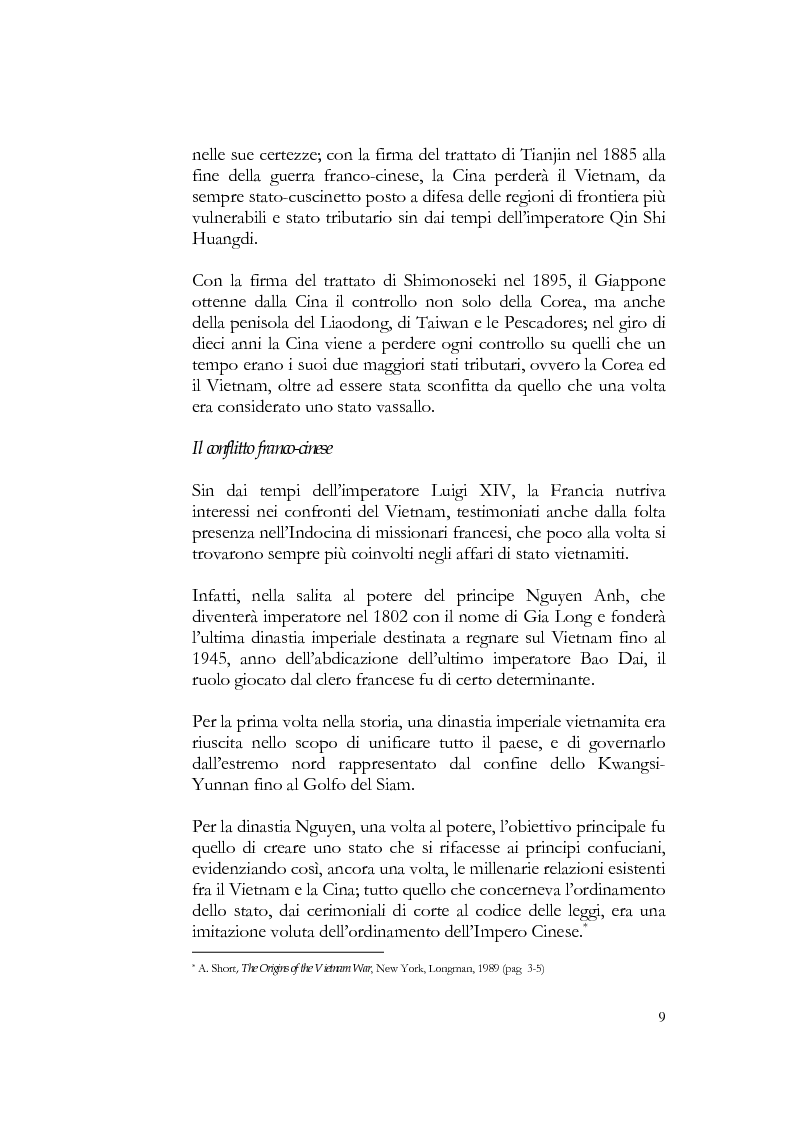 Anteprima della tesi: Relazioni fra Vietnam e Cina dal 1884 al 1954; dalla guerra franco-cinese alla Conferenza di Ginevra, Pagina 8
