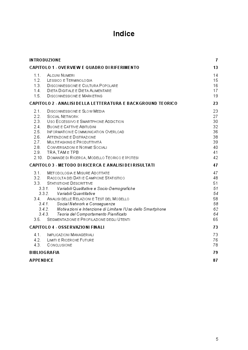 Indice della tesi: Tecnologie alternative o alternative alla tecnologia? La disconnessione come valore e strategia di marketing, Pagina 1