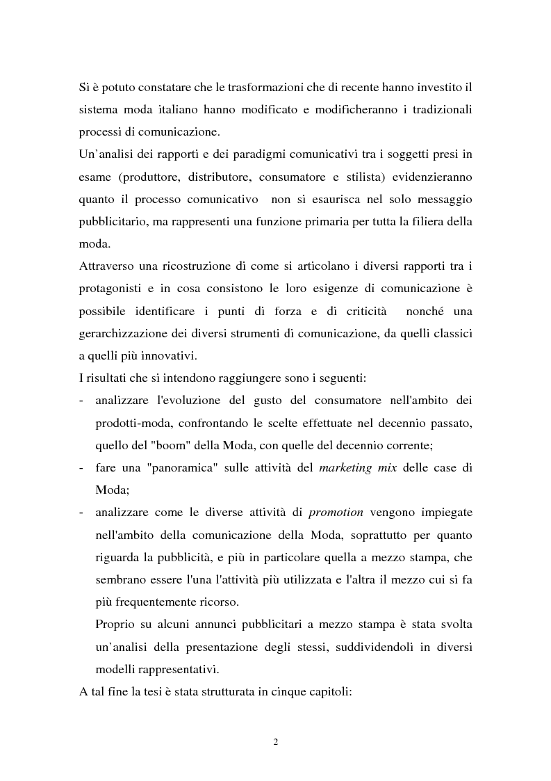 Anteprima della tesi: Il sistema della moda e la comunicazione: strumenti ed obiettivi, Pagina 2