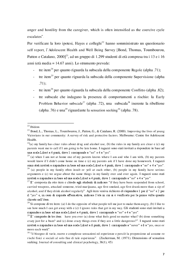 Estratto dalla tesi: Costrutti a confronto: parental monitoring, parental knowledge e consumo di sostanze