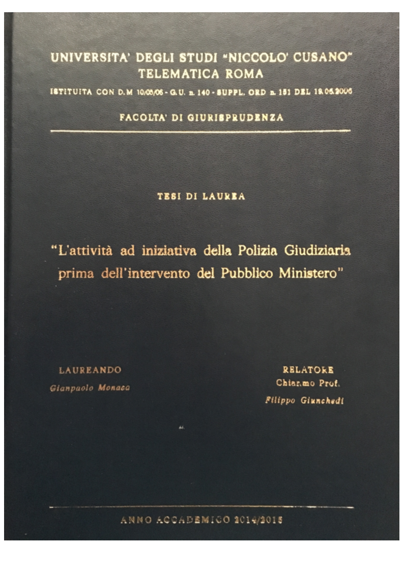 Anteprima della tesi: L'attività ad iniziativa della Polizia Giudiziaria prima dell'intervento del Pubblico Ministero, Pagina 1