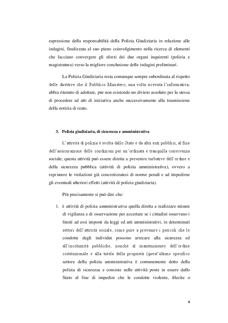 Anteprima della tesi: L'attività ad iniziativa della Polizia Giudiziaria prima dell'intervento del Pubblico Ministero, Pagina 5