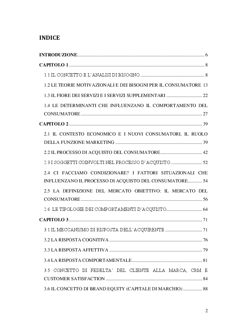 Indice della tesi: Come conquistare il consumatore, Pagina 1