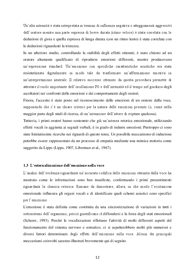 Estratto dalla tesi: L'espressione delle emozioni nella voce e nella musica