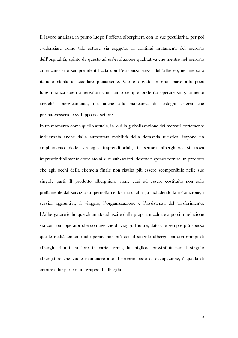 Anteprima della tesi: Le tipiche forme di aggregazione nel settore alberghiero in Italia e all'estero, Pagina 2