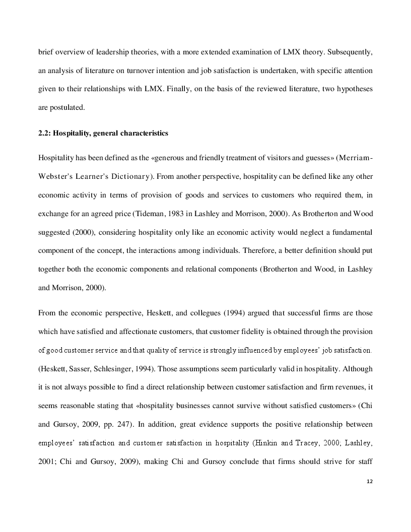Estratto dalla tesi: Relationship between Leader Member Exchange, turnover intention and job satisfaction among hospitality employees in London
