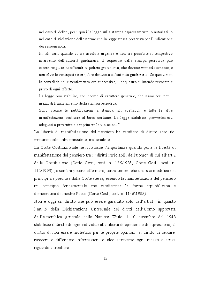 Estratto dalla tesi: La libertà di stampa tra repressione e tutela