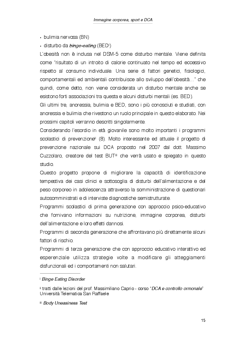 Estratto dalla tesi: Percezione dell’immagine corporea e sport in relazione ai fattori di rischio per lo sviluppo dei Disturbi del Comportamento Alimentare