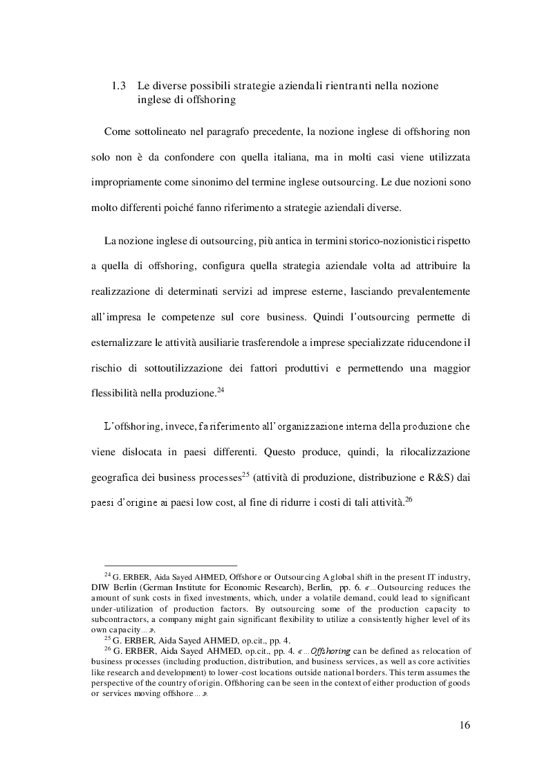 Estratto dalla tesi: Dal processo di offshoring al processo di backshoring: identificazione delle variabili per un modello di valutazione