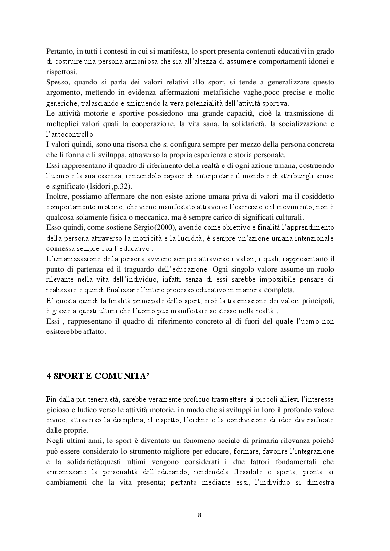 Estratto dalla tesi: Il valore dello sport per la formazione personale