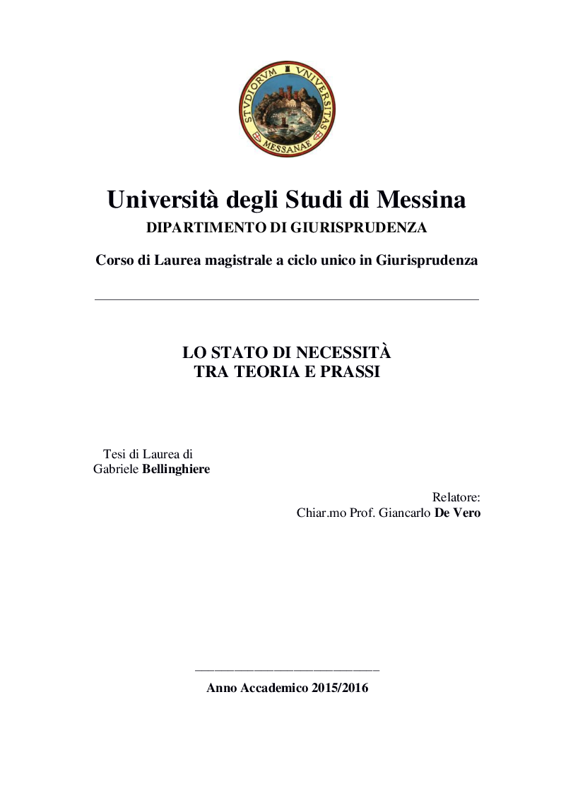 Anteprima della tesi: Lo stato di necessità tra teoria e prassi, Pagina 1