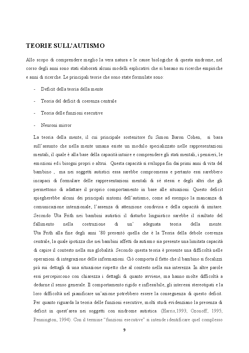 Estratto dalla tesi: Autismo infantile e Terapia Multisistemica in acqua