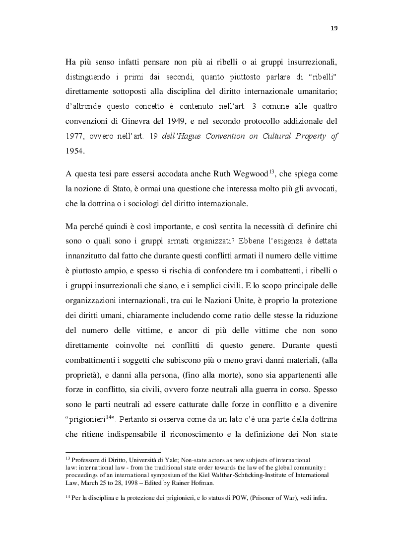 Estratto dalla tesi: Attori Non Statali e l’applicazione del Diritto Internazionale Umanitario da parte dei movimenti insurrezionali e di altri gruppi armati organizzati