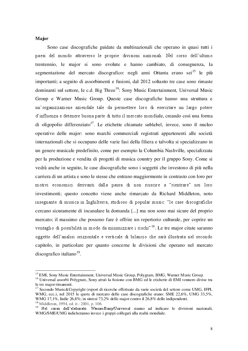 Estratto dalla tesi: Il mercato discografico italiano: analisi delle performance delle tre major del segmento nazionale