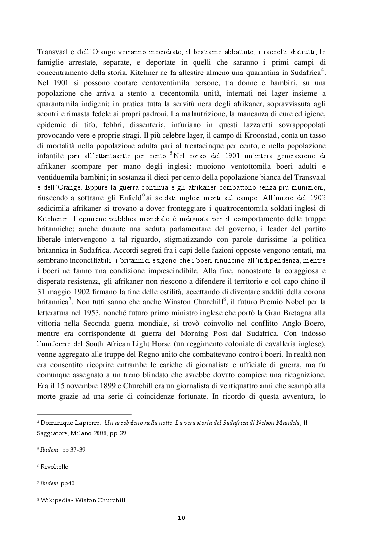 Estratto dalla tesi: L'arcobaleno oltre la separazione. Nelson Mandela e i fondamenti del nuovo Sudafrica