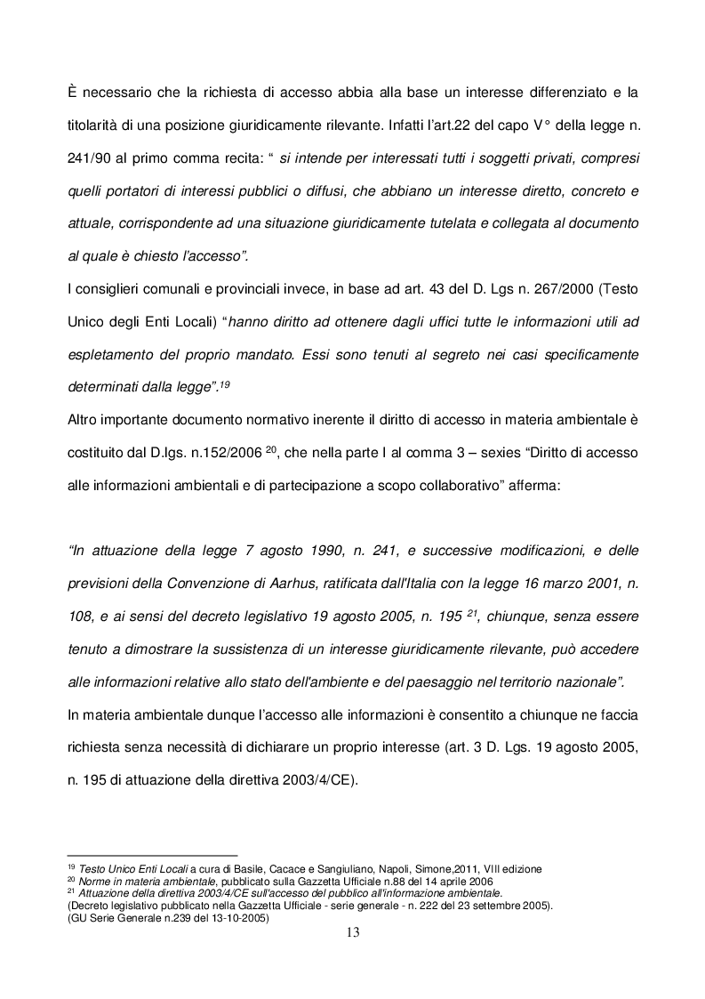 Estratto dalla tesi: Il diritto di accesso tra trasparenza e privacy