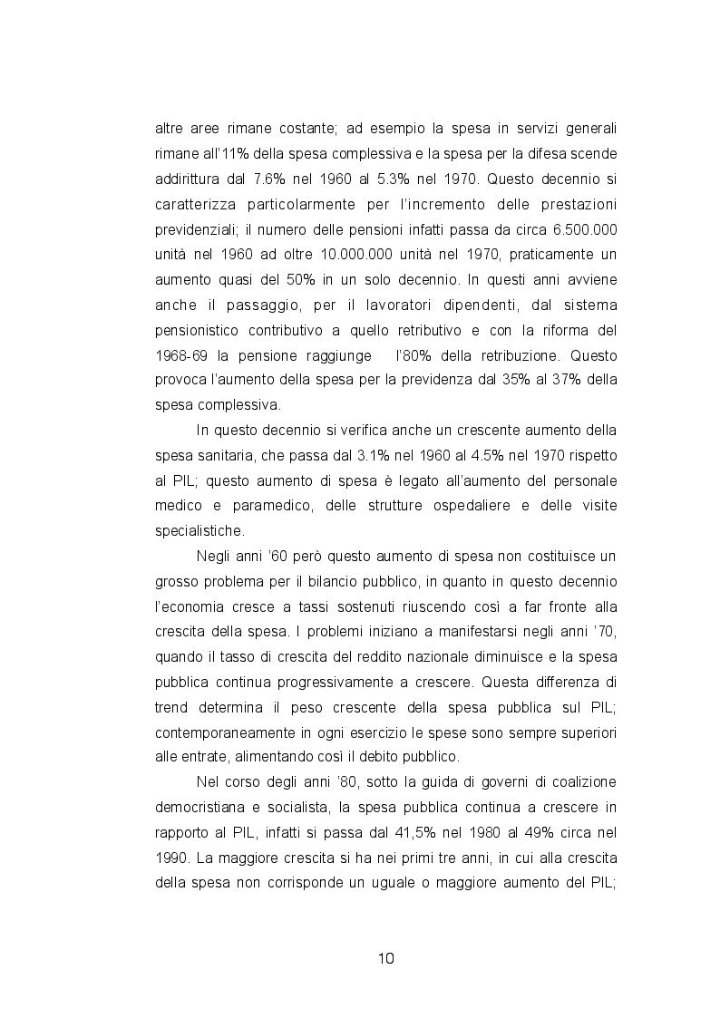 Estratto dalla tesi: La spesa pubblica italiana tra equità ed efficienza