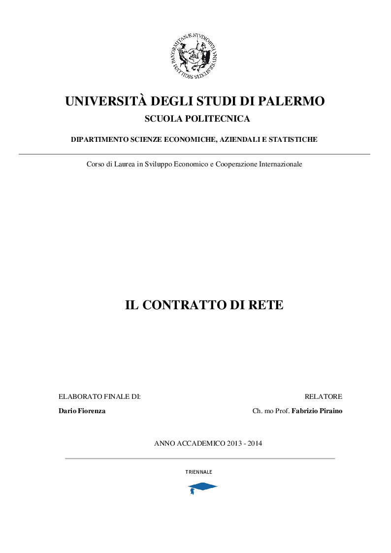 Anteprima della tesi: Il contratto di rete, Pagina 1