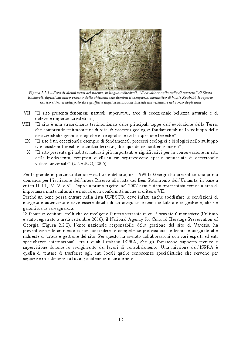 Estratto dalla tesi: Caratterizzazione meccanica e modellazione agli Elementi Finiti della parete rocciosa di Vardzia