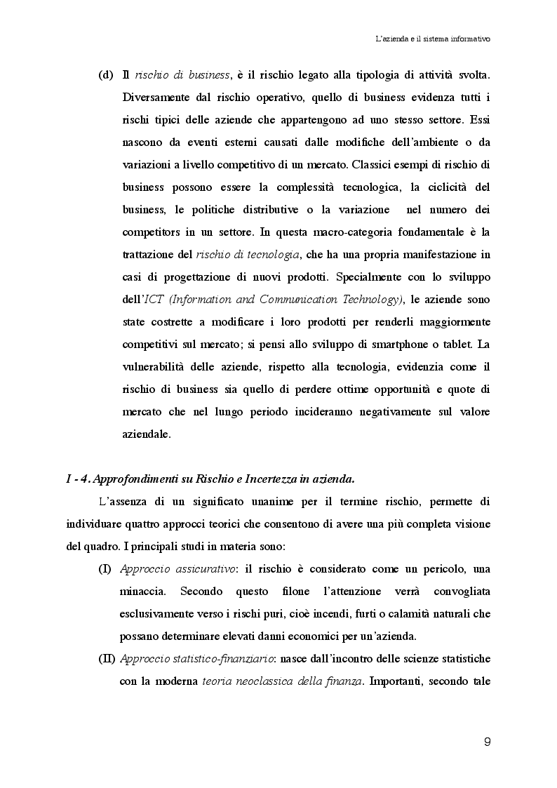 Estratto dalla tesi: Il sistema aziendale e il processo di Enterprise Risk Management: aspetti teorici e pratici