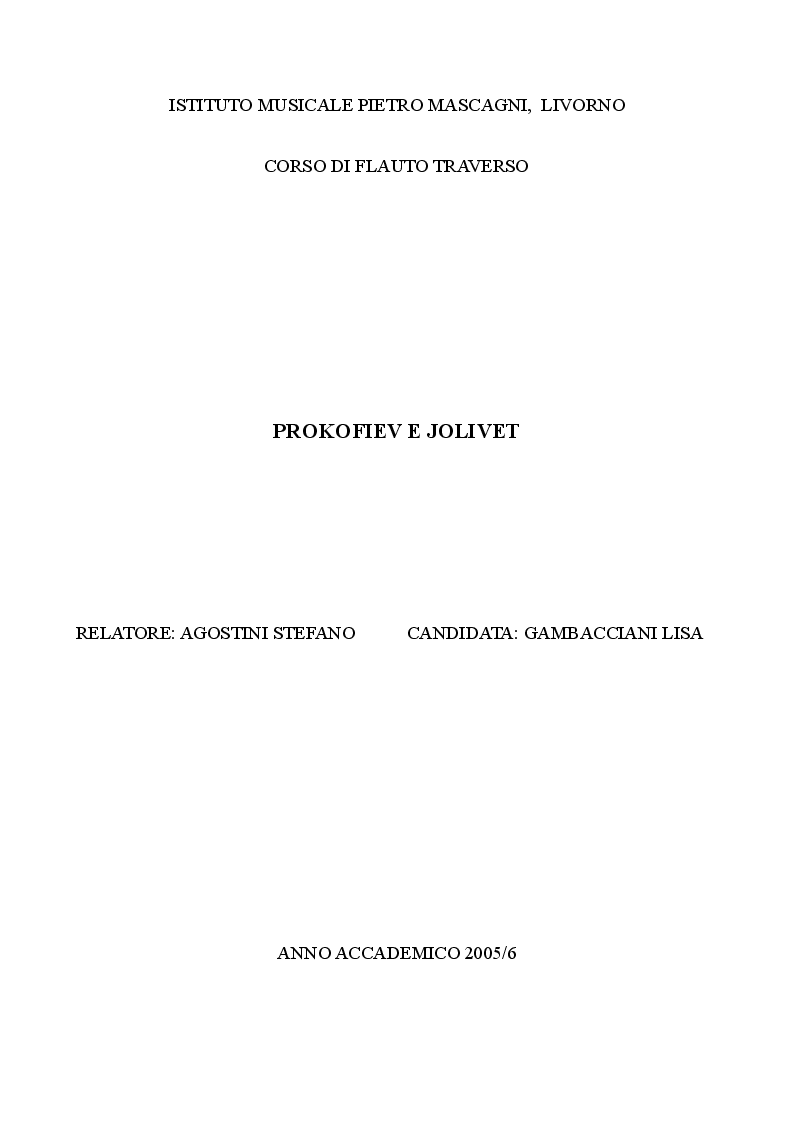 Anteprima della tesi: Prokofiev e Jolivet, Pagina 1